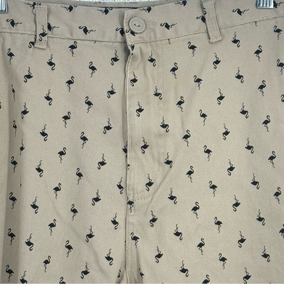 Twill Tan Men’s Shorts with Flamingos - Picture 8 of 8